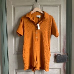 Anthropologie Saturday Sunday Button Up Textured Romper Medium